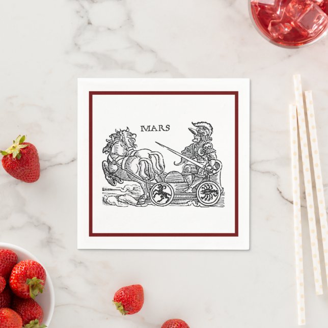 Mars Ares God of War Greco Roman Chariot Cartoon Napkins (Insitu)