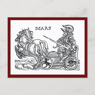 Mars Ares God of War Greco Roman Chariot Cartoon Postcard