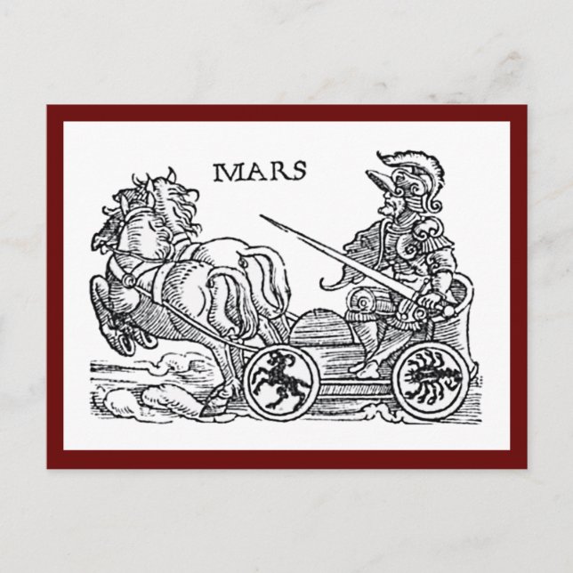 Mars Ares God of War Greco Roman Chariot Cartoon Postcard (Front)