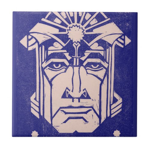 Mars Ares God of War Greek Mythology Blue Ceramic Tile