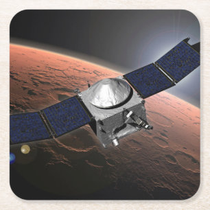 Mars Atmosphere And Volatile Evolution Mission. Square Paper Coaster