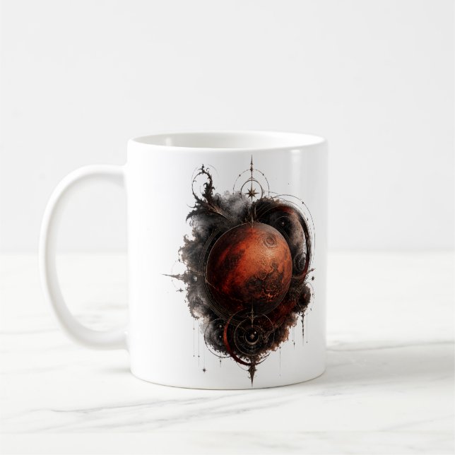 Mars Crimson Orbit Celestial Planet Mug (Left)