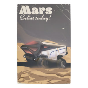 Mars, Enlist today! Retro Military space poster