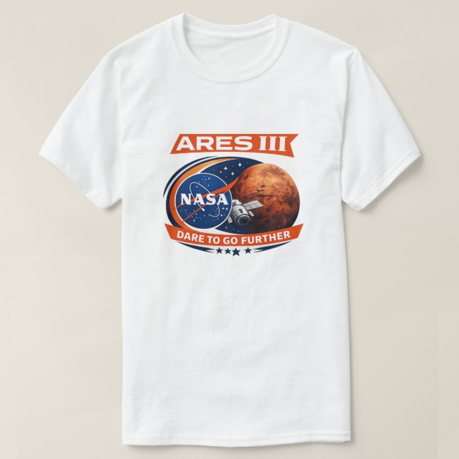 Mars Exploration Mission Space Badge | Futuristic  T-Shirt (Design Front)