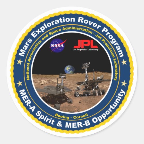 Mars Exploration Rovers Spirit  Opportunity Classic Round Sticker