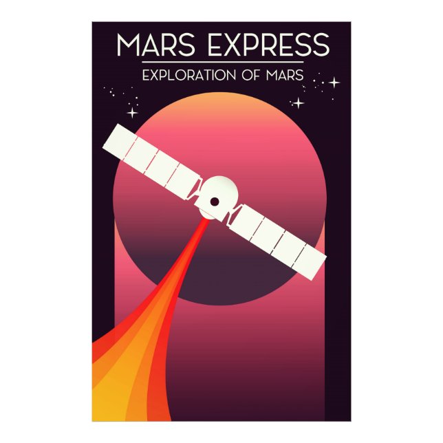 Mars Express - Exploration of Mars Space Art. Photo Print (Front)