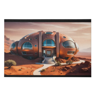 Mars Habitat Alpha – AI Sci-Fi Architecture Faux Canvas Print