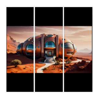 Mars Habitat Alpha – AI Sci-Fi Architecture Triptych