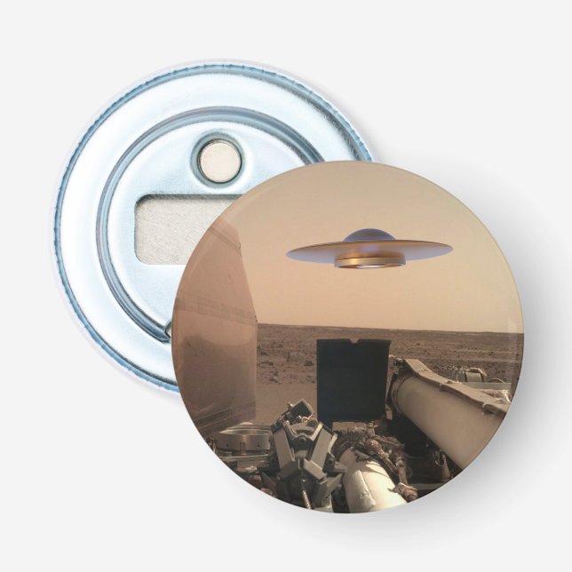 Mars InSight Alien UFO Saucer Encounter Bottle Opener (Front)