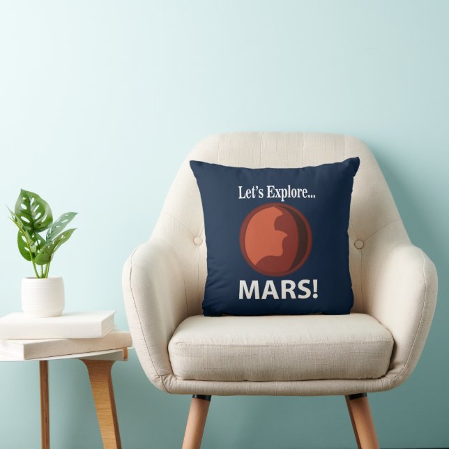 Mars Let's Explore  Throw Pillow (Chair)