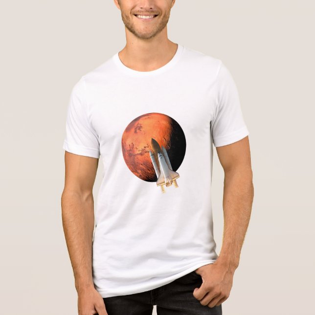 Mars Mission Rocket T-Shirt – Space Exploration  Tri-Blend Shirt (Front)