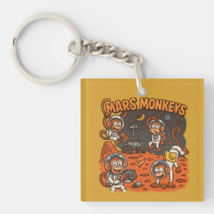 Mars Monkeys funny animal Keychain