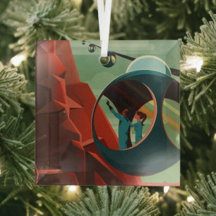 Mars Mt. Olympus Mons Volcano Red Planet Glass Ornament