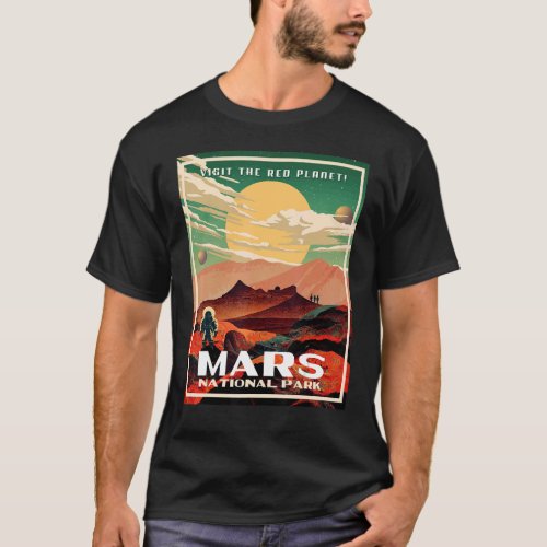 Mars National Park Vintage Retro Park Poster Style T_Shirt