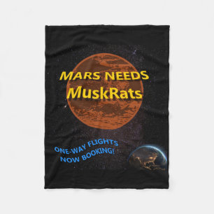 Mars Needs Muskrats Sticker Fleece Blanket
