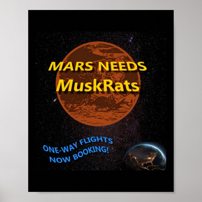 Mars Needs Muskrats Sticker  Poster (Front)