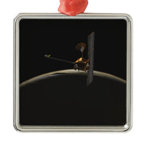 Mars Odyssey spacecraft over martian sunrise Metal Ornament