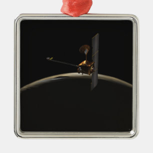 Mars Odyssey spacecraft over martian sunrise Metal Ornament