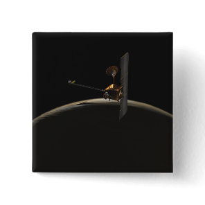 Mars Odyssey spacecraft over martian sunrise Pinback Button