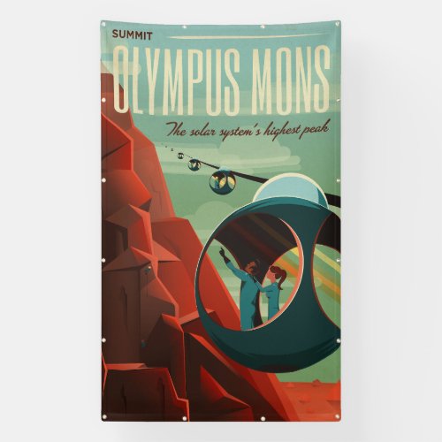 Mars Olympus Mons Highest Volcano Solar System Banner