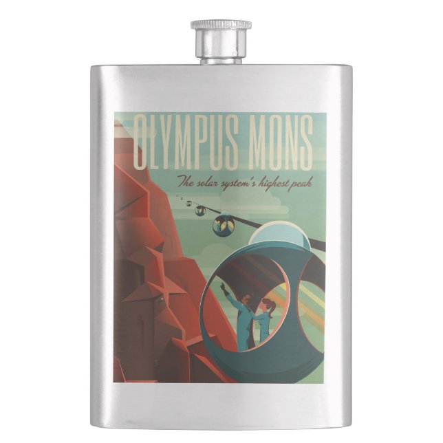 Mars Olympus Mons Highest Volcano Solar System Flask (Front)
