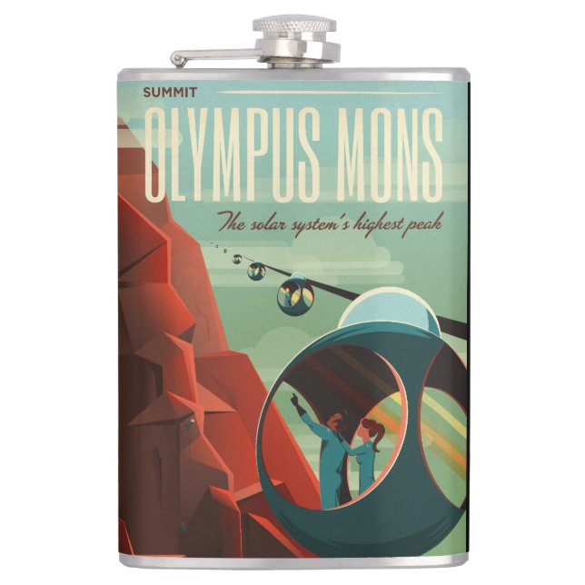 Mars Olympus Mons Highest Volcano Solar System Flask (Front)