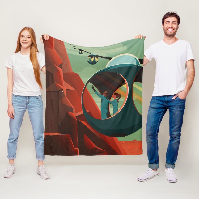 Mars Olympus Mons Highest Volcano Solar System Fleece Blanket (In Situ)