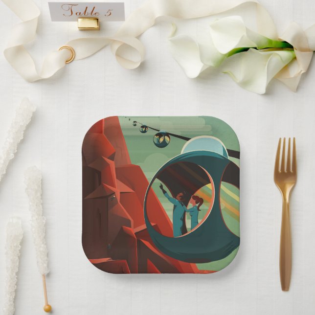Mars Olympus Mons Highest Volcano Solar System Paper Plates (Wedding)