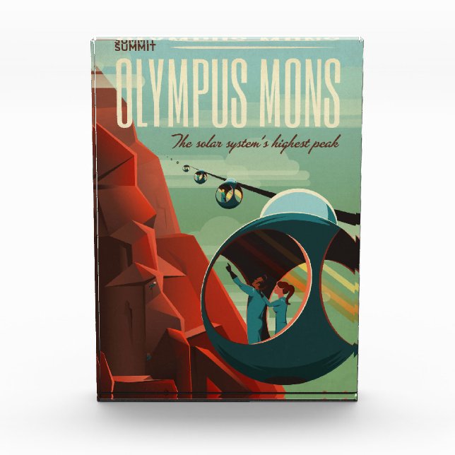 Mars Olympus Mons Highest Volcano Solar System Photo Block (Front)