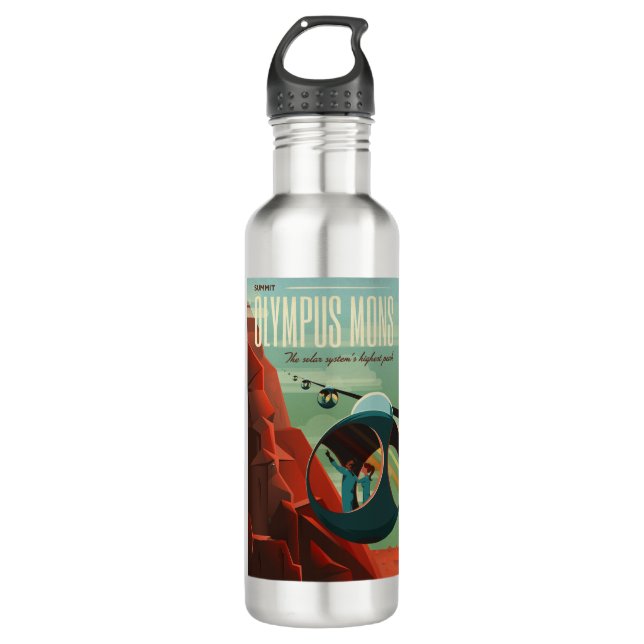Mars Olympus Mons Highest Volcano Solar System Stainless Steel Water Bottle (Front)