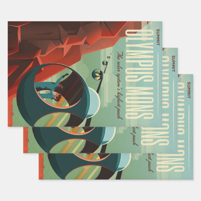 Mars Olympus Mons Highest Volcano Solar System Wrapping Paper Sheets (Set)