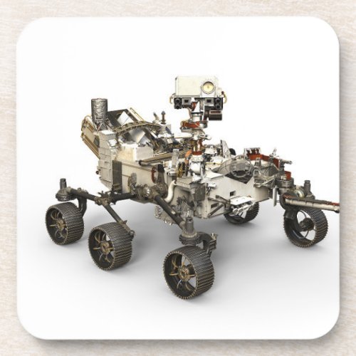 Mars Perseverance Rover On White Background Beverage Coaster