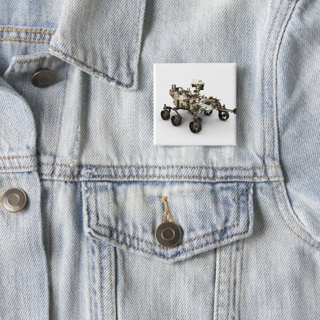 Mars Perseverance Rover On White Background. Button (In Situ)