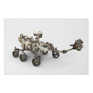 Mars Perseverance Rover On White Background. Faux Canvas Print