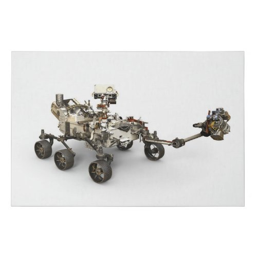Mars Perseverance Rover On White Background Faux Canvas Print