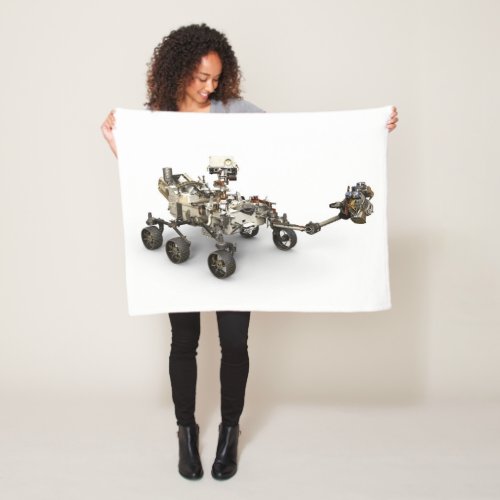 Mars Perseverance Rover On White Background Fleece Blanket