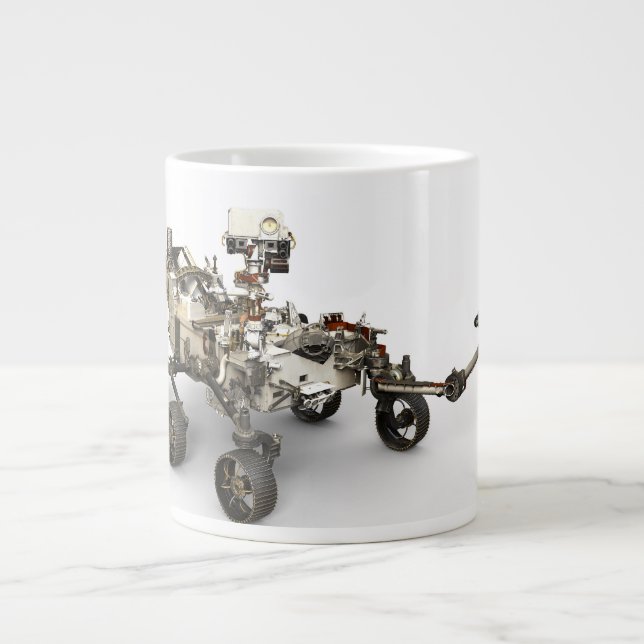 Mars Perseverance Rover On White Background. Giant Coffee Mug (Front)