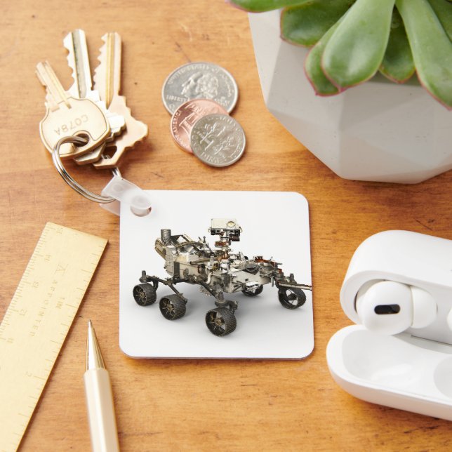 Mars Perseverance Rover On White Background. Keychain (Desk)