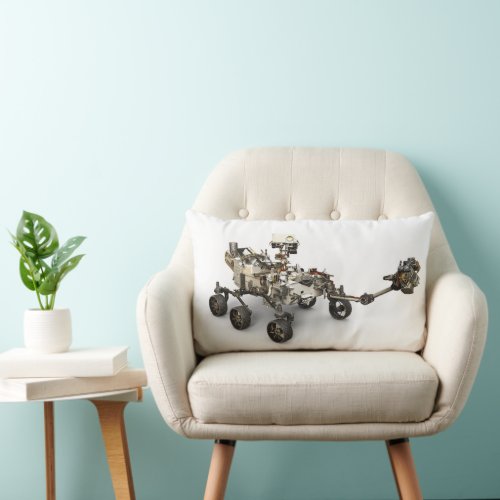 Mars Perseverance Rover On White Background Lumbar Pillow