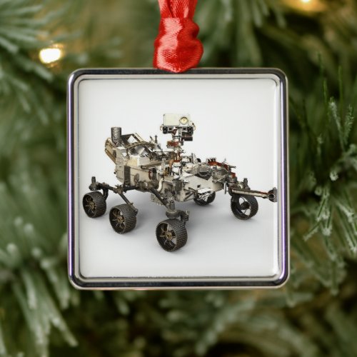 Mars Perseverance Rover On White Background Metal Ornament