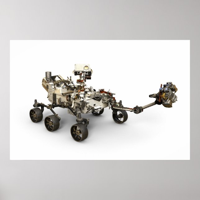 Mars Perseverance Rover On White Background. Poster (Front)