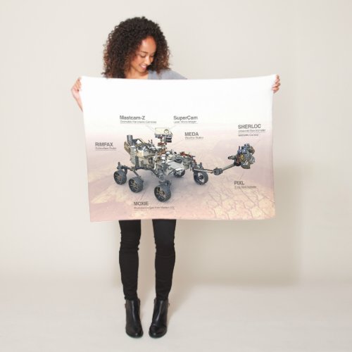Mars Perseverance Rover With Instruments Fleece Blanket