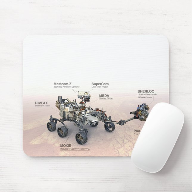 Mars Perseverance Rover With Instruments Mouse Pad (With Mouse)