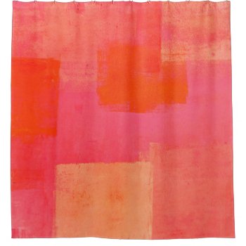 'mars' Pink And Orange Abstract Art Shower Curtain by T30Gallery at Zazzle