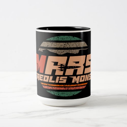 Mars Planet Aeolis Mon Mount sharp logo Two_Tone Coffee Mug