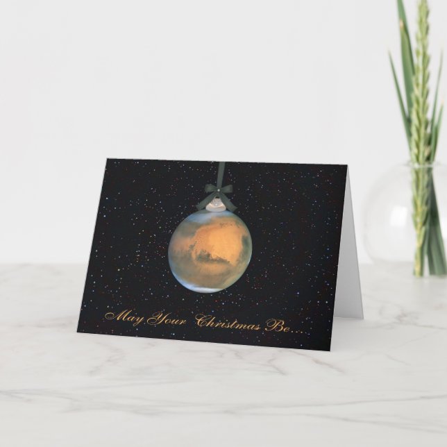 Mars Planet Christmas Greeting Card (Front)