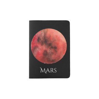 Mars Planet Watercolor Passport Cover