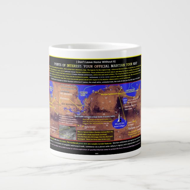 Mars Points of Interest Giant Coffee Mug (Front)