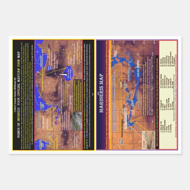 Mars Points Of Interest Wrapping Paper Sheets (Front)