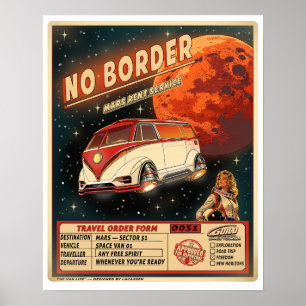Mars Rent Service   Retro Sci-Fi Space Poster